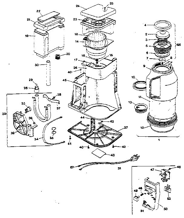 Countertop Diagram and Parts List for TCM401-TY1  Black and Decker Coffee Maker